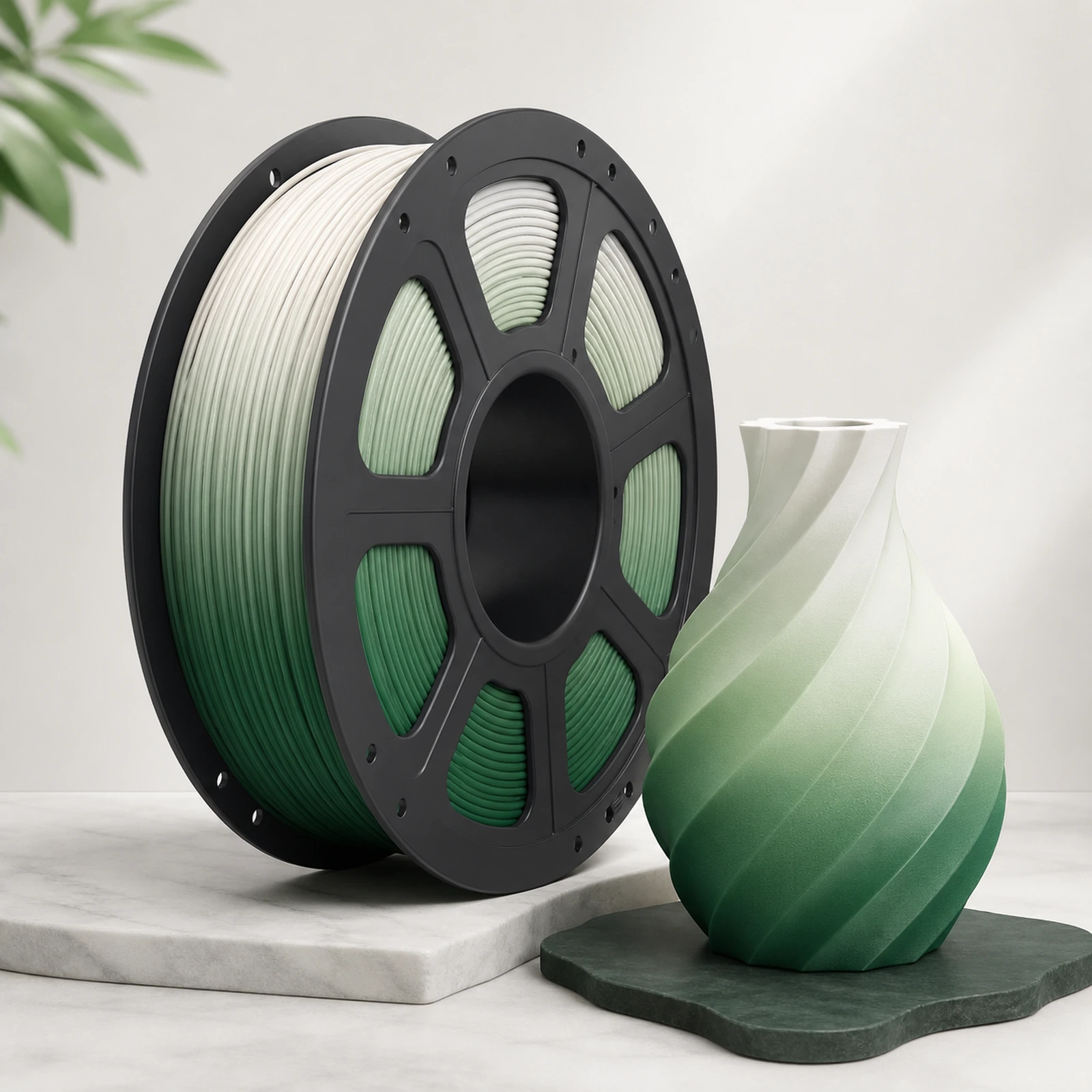 PLA Basic Gradient spool with a representative printed sample